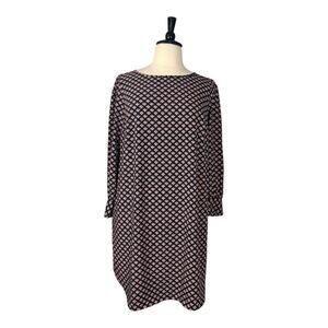 LOFT Plus Shift Dress Round Neck Long Sleeves Black Pink Floral Women’s Size 16